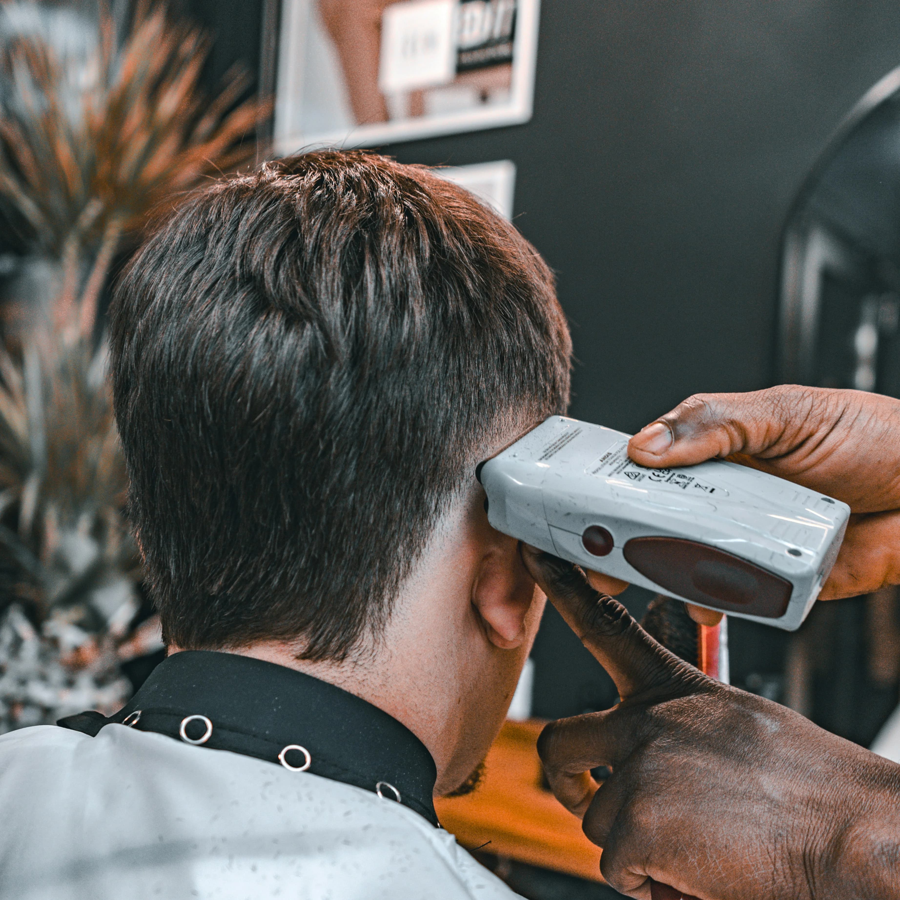 Barber giving haircut